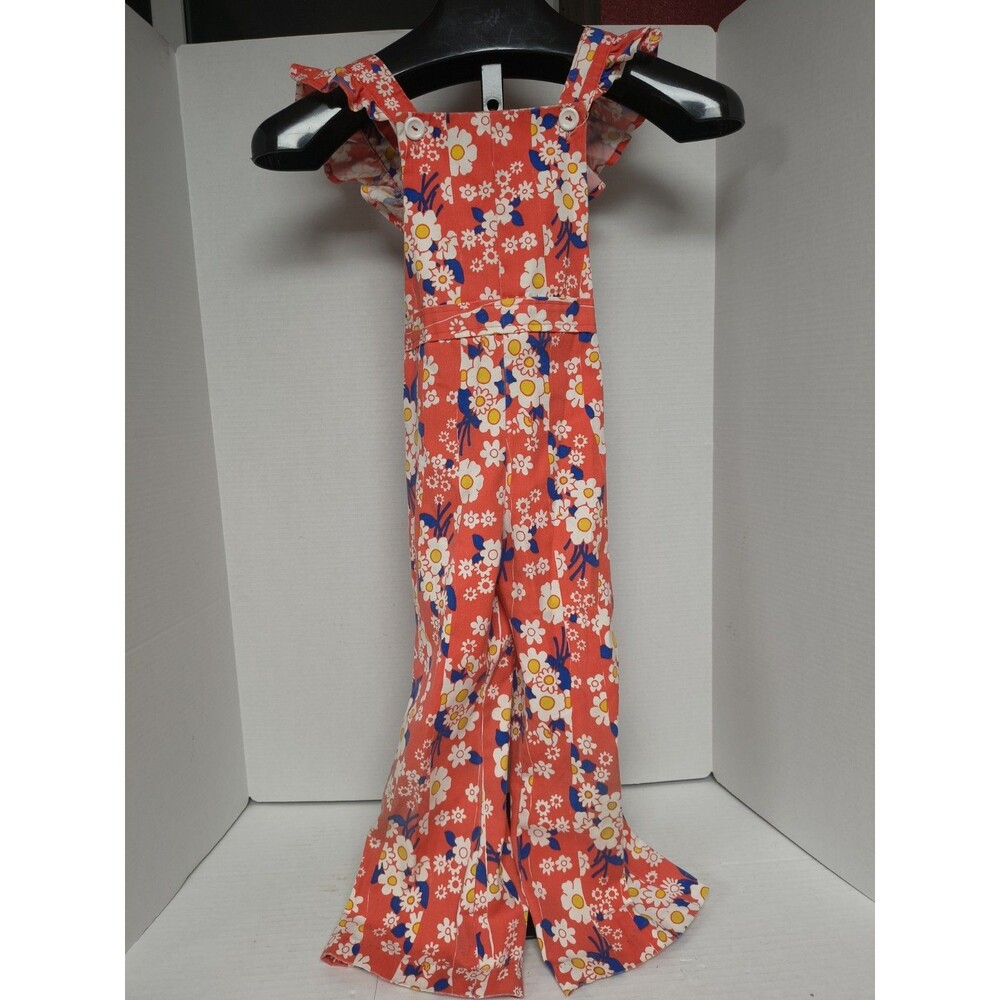 Vintage 70s Health-tex Children's Jumpsuit Overalls | Size 6 Ruffle Floral Retro